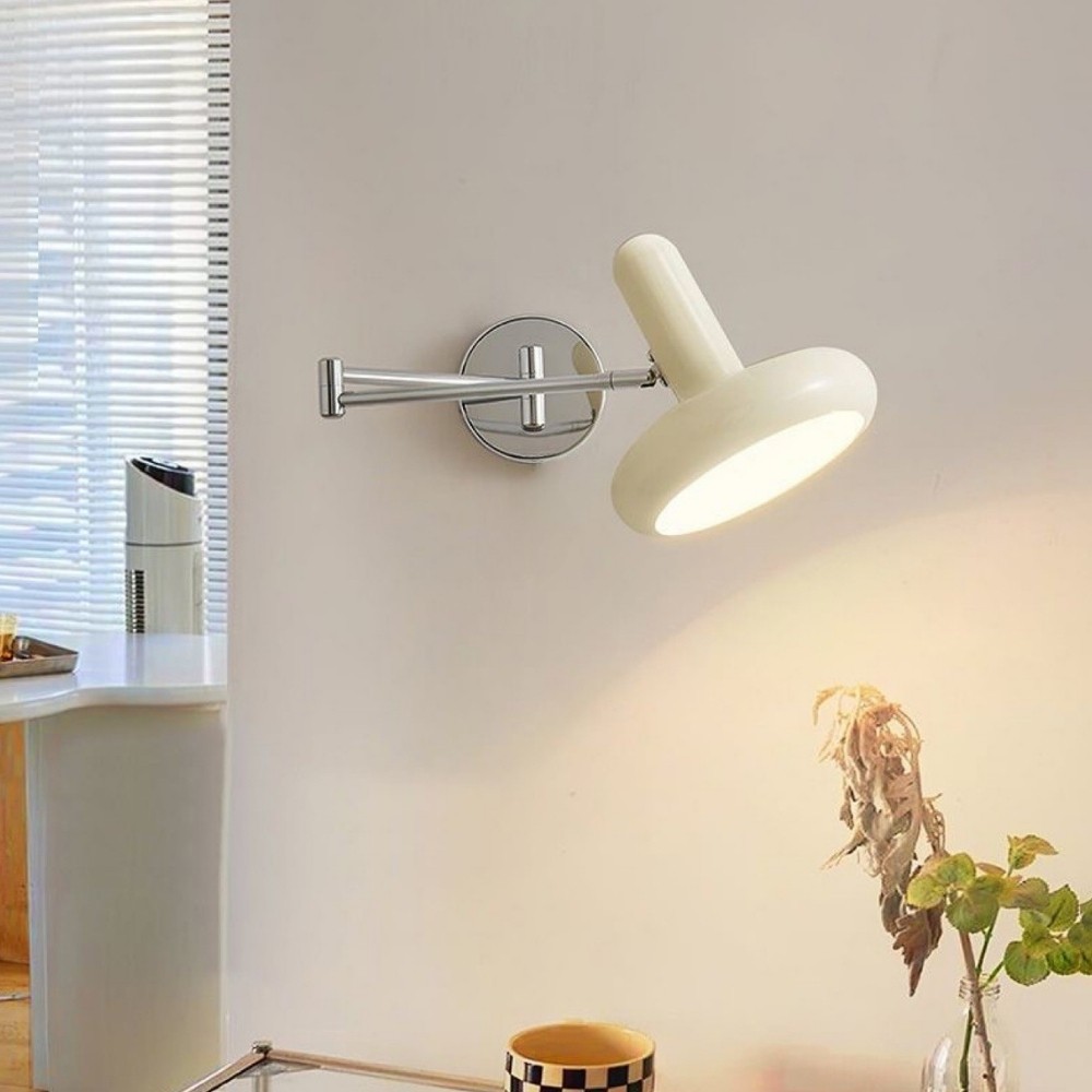 Modern Cream Chrome Swing Arm Wall Light K179