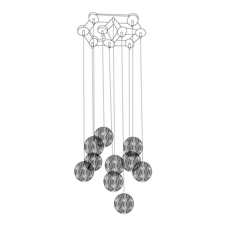 Wooden Orb Sphere Cluster Pendant Light K886