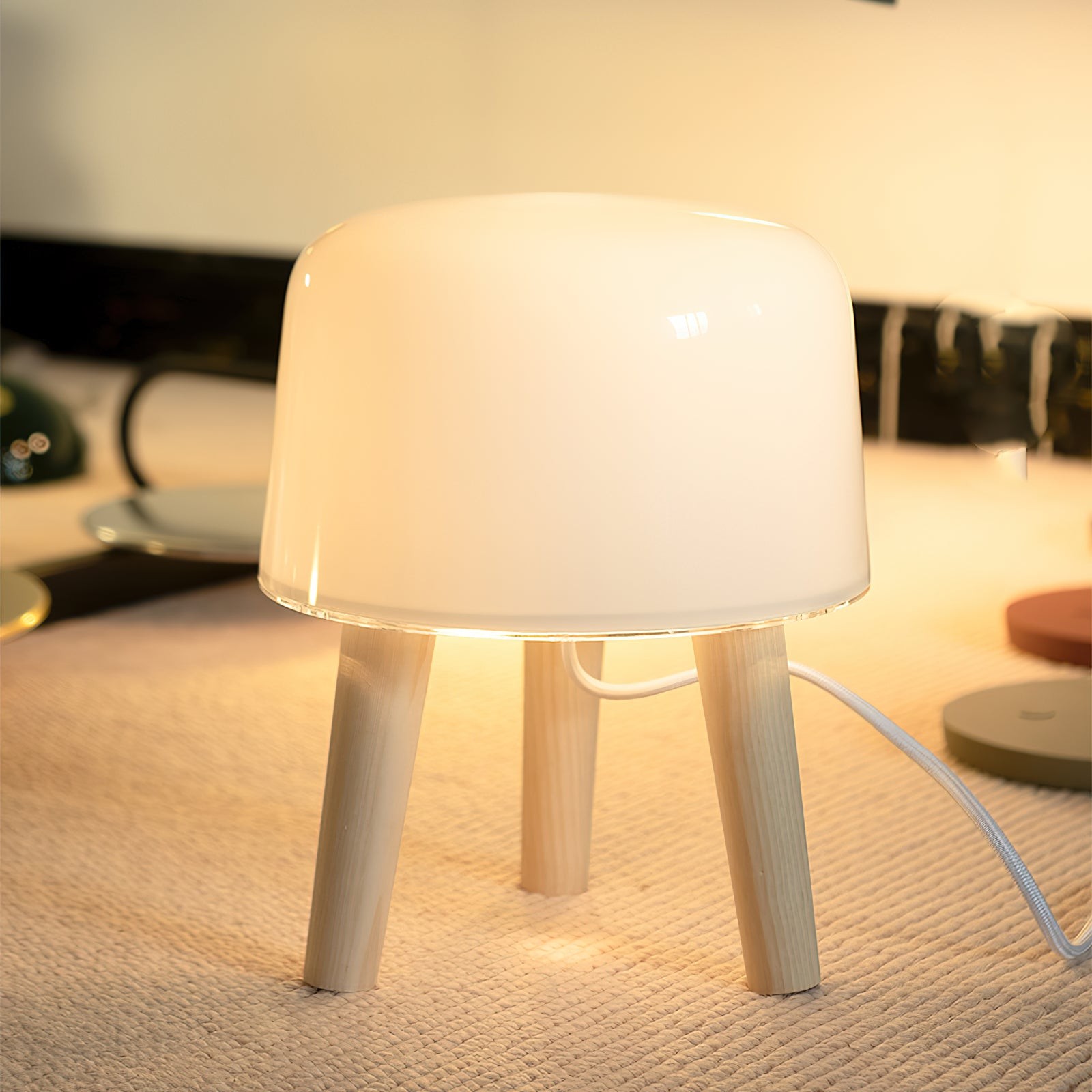 Nordic Wood Decorative Glass Table Lamp For Bedroom K506