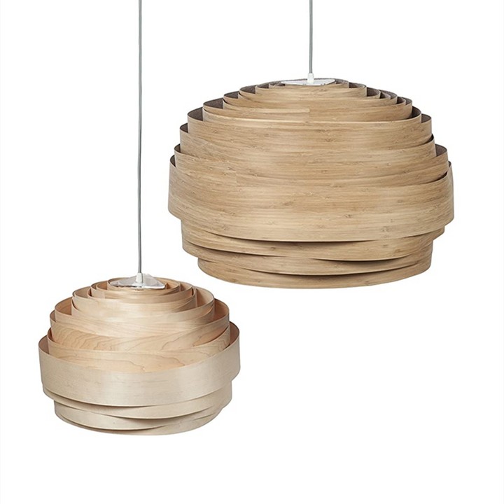 Rustic Wood Drum Veneer Pendant Light K197