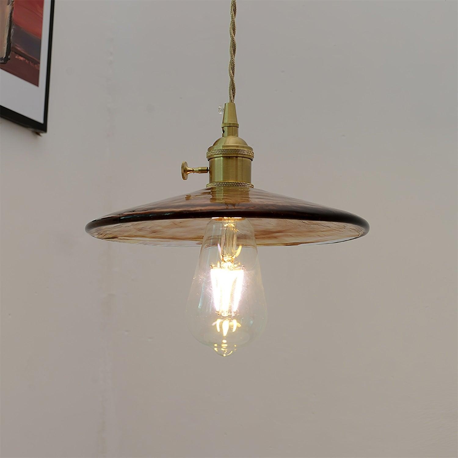Brass Vintage Clear Glass Pendant Light K586