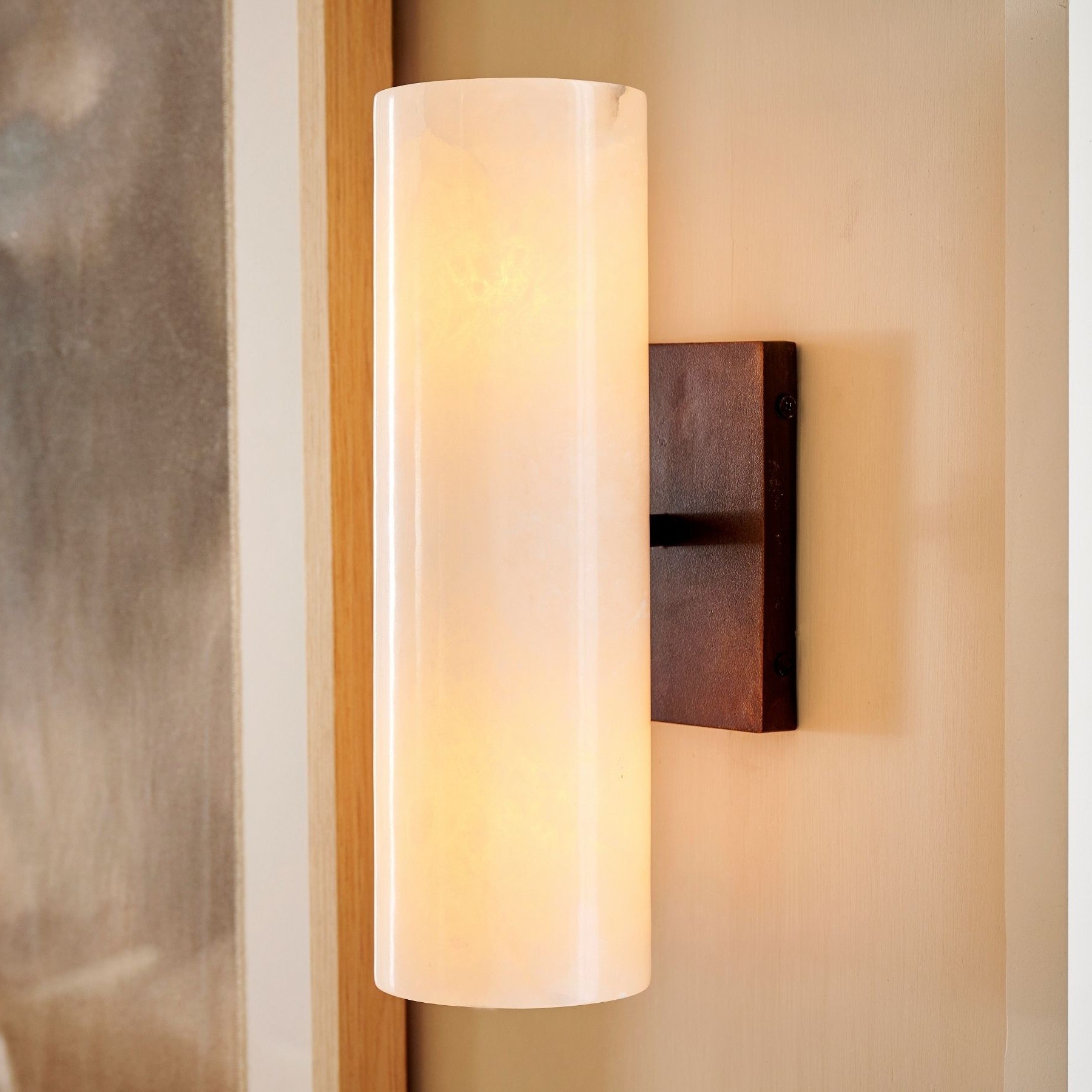 Wolvina Natural Marble Tube Sconce with Sleek Metal Details K1242