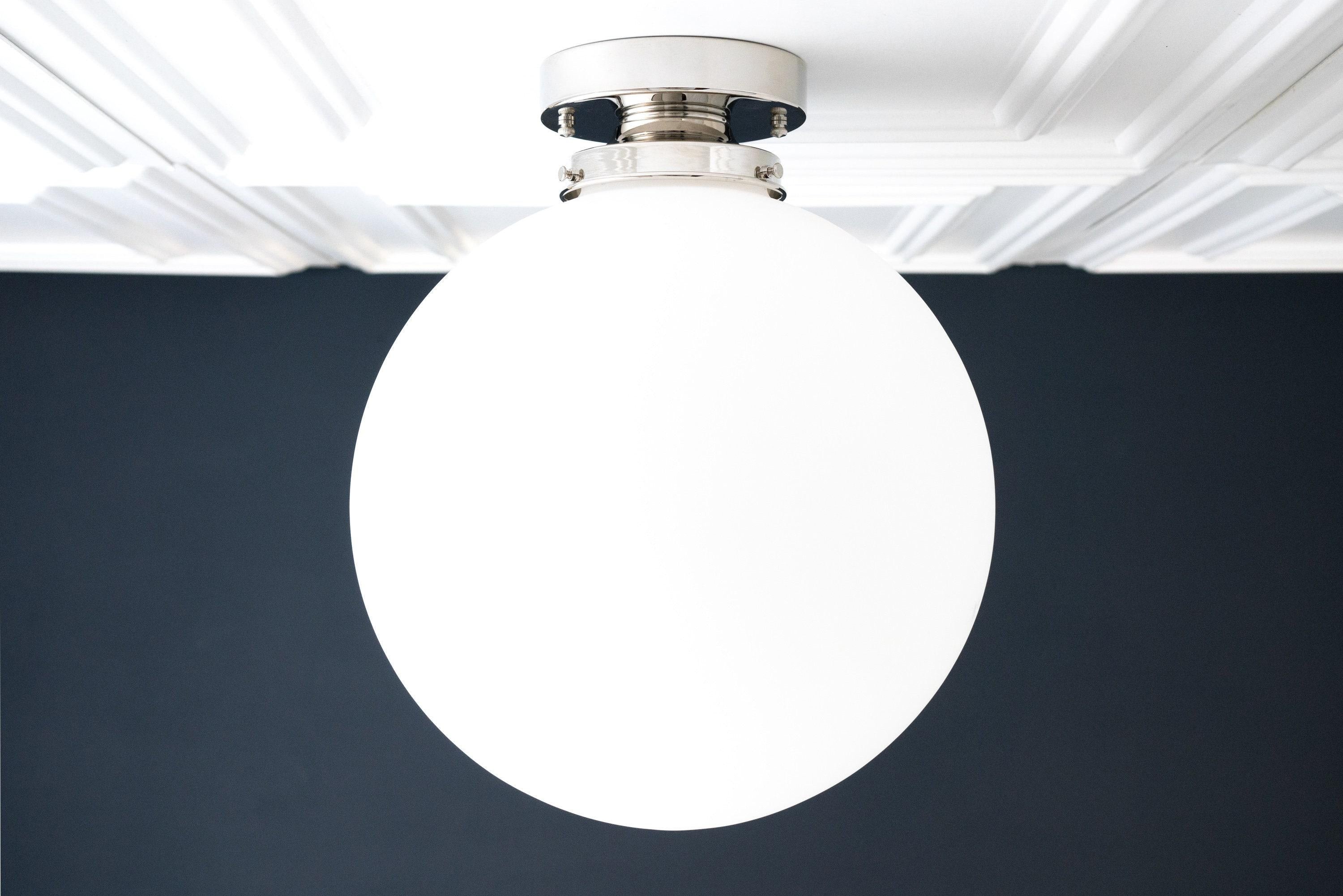 Glorica Glass 12 Inch Globe Ceiling Light - Frosted Glass Art Deco Pendant And Flush Mount K1507