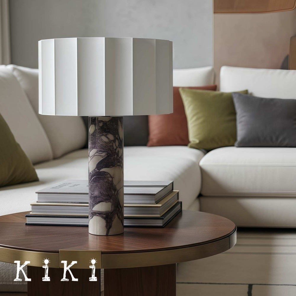 Cavilon Soft Ambient Table Lamp - Stylish Fan Shaped Shade with Marble Base K2053