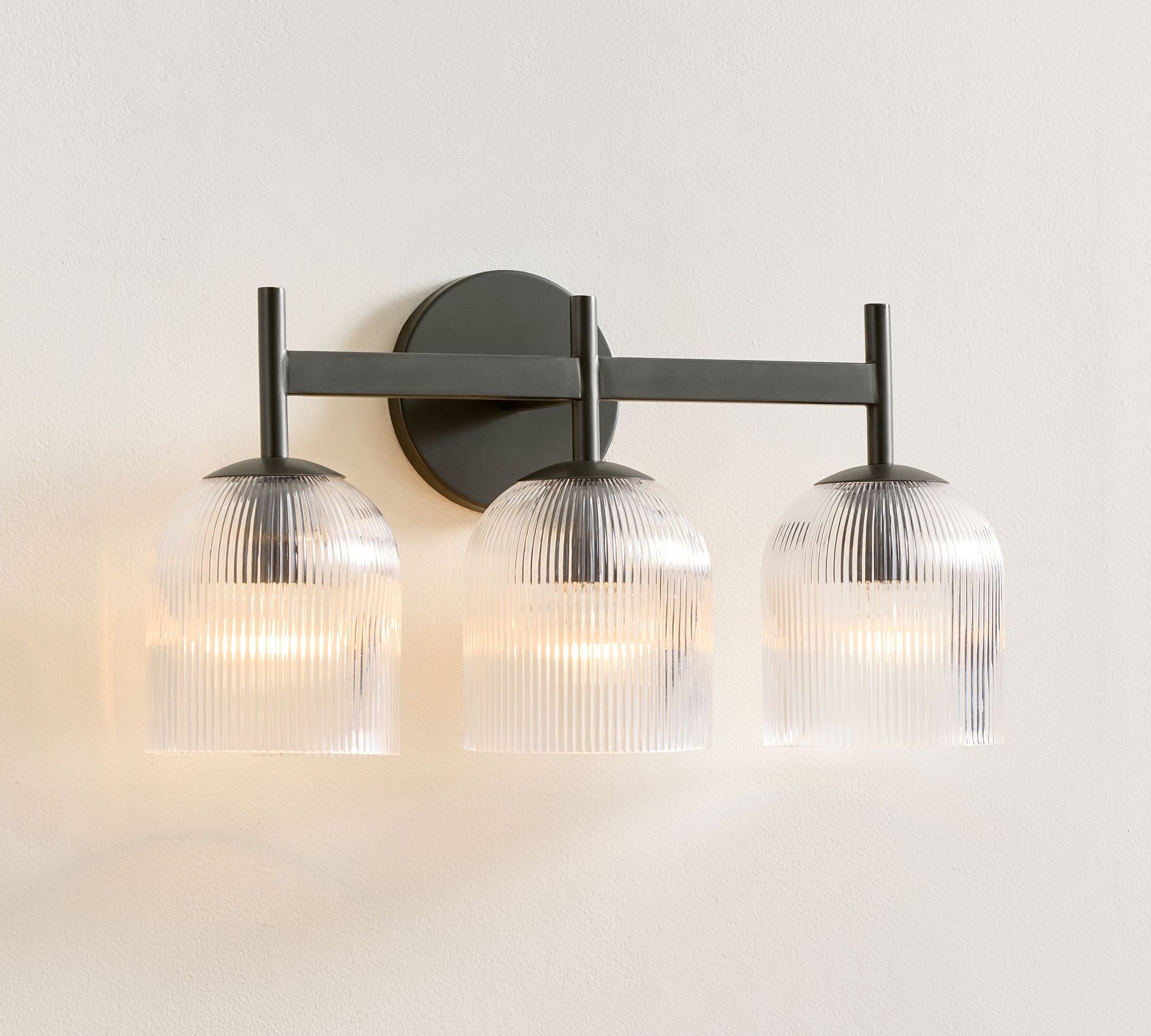 Bravira Ribbed Glass Wall Sconce - Wall Light for Living Room and Hallway K1326