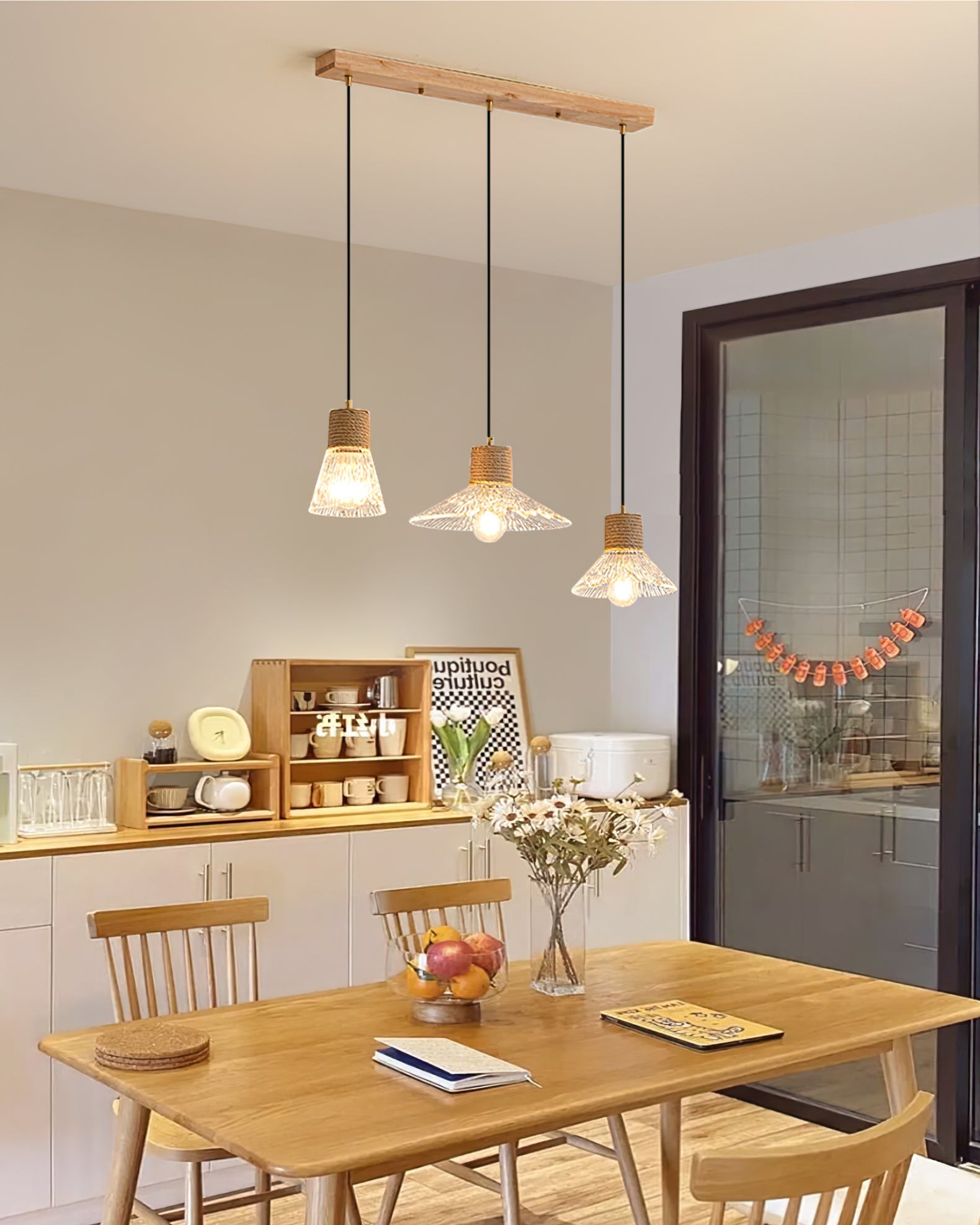 Hemp Rope Glass Pendant Lamp K1031