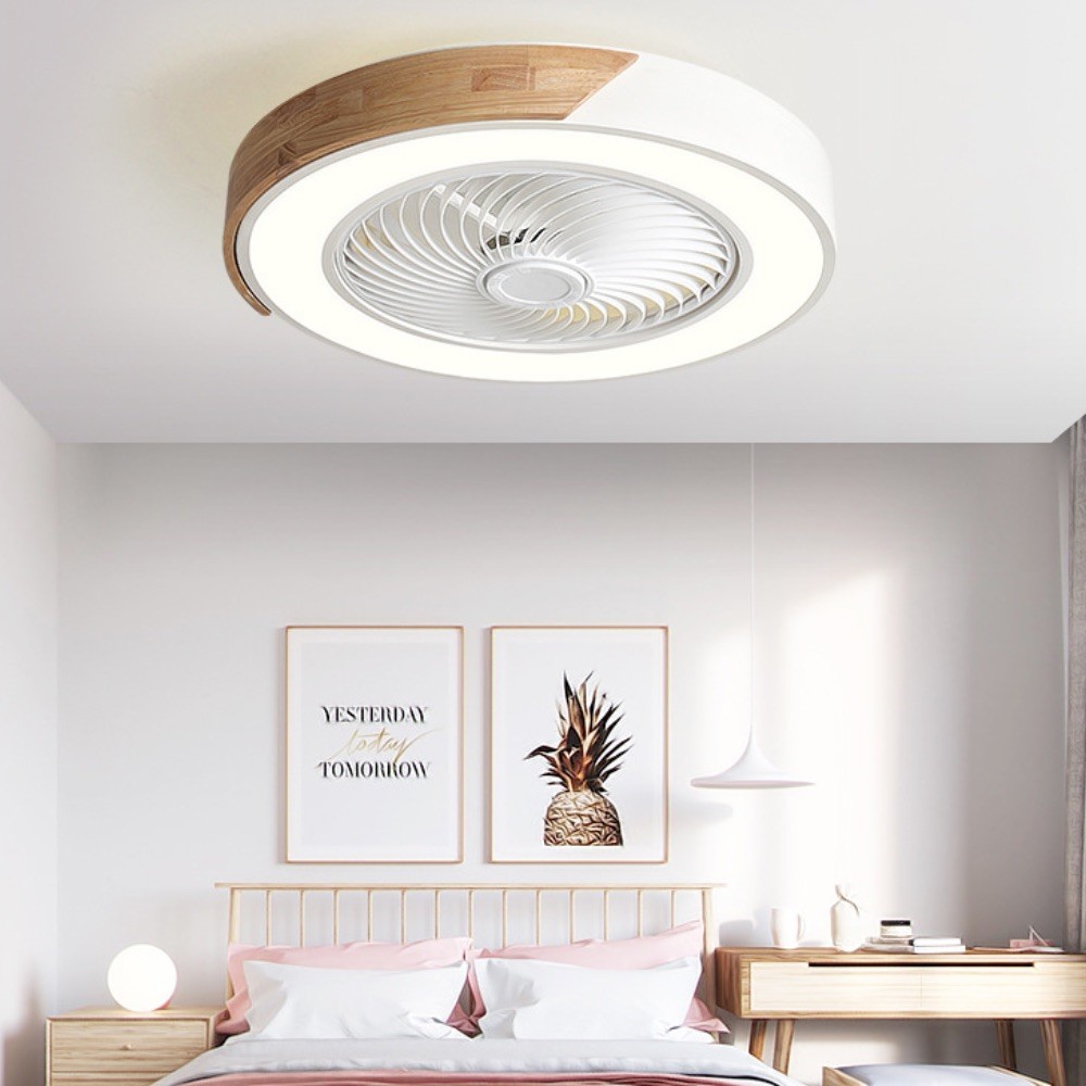 Scandinavian Wooden Round Led Ceiling Fan Light K1110