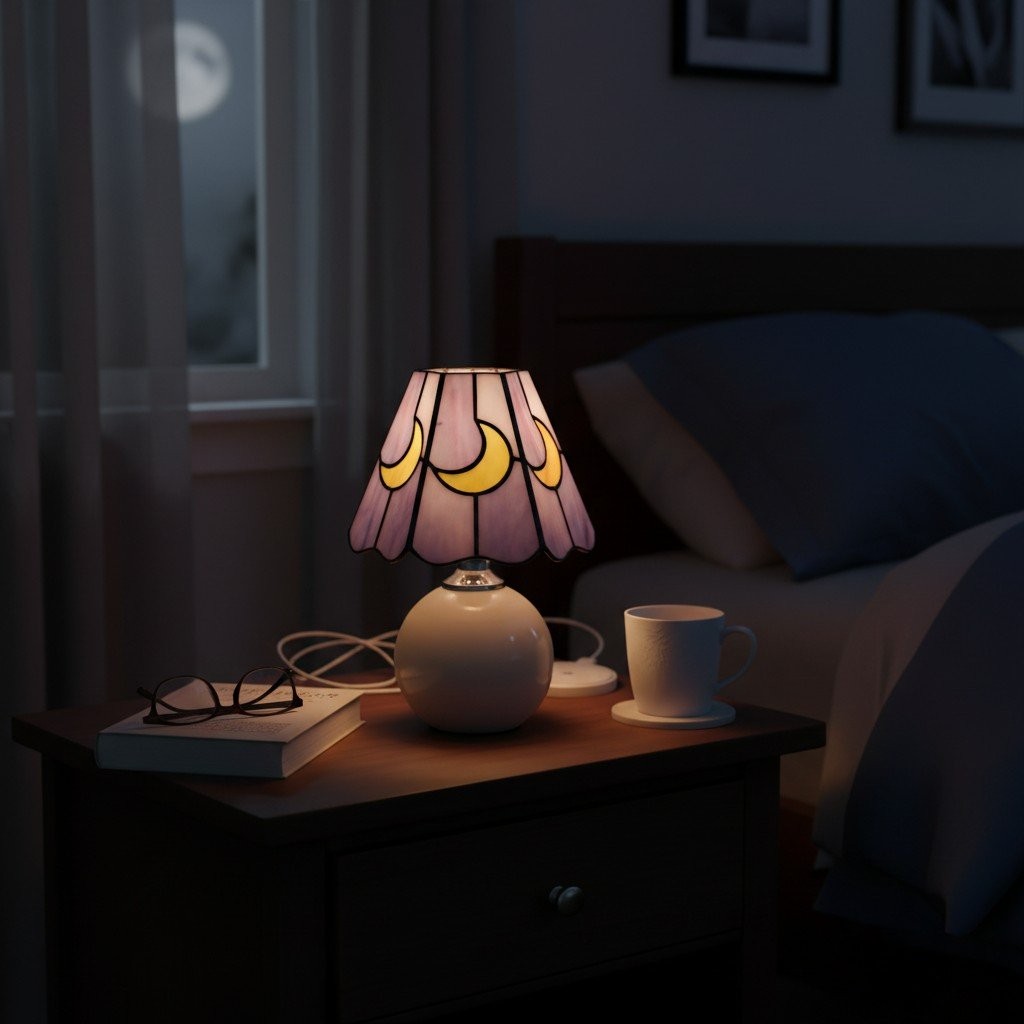 Stellum Artistic Mushroom Table Lamp - Stained Glass Lamp for Bedroom or Living Room K2129
