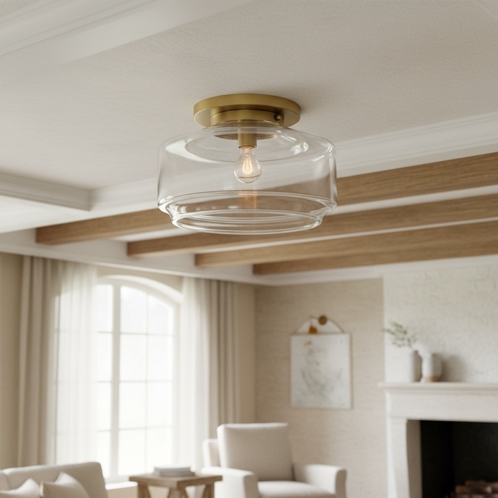 Ulavione Elegant Clear Glass Ceiling Light - Classic Ceiling Fixture for Living Room K2230