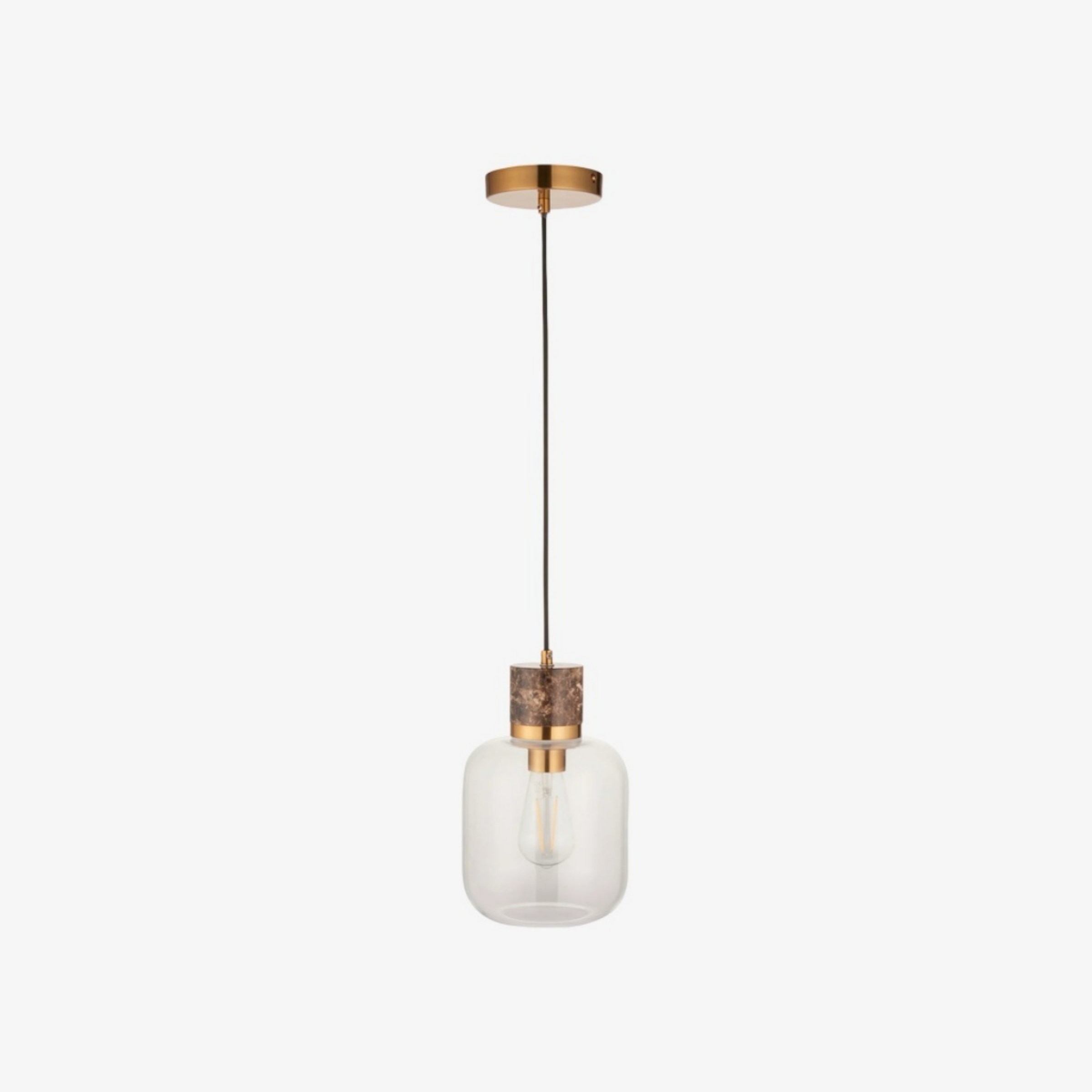 Korlisse Natural Stone and Glass Pendant Light - Stylish Lamp for Lounge or Living Room K1897