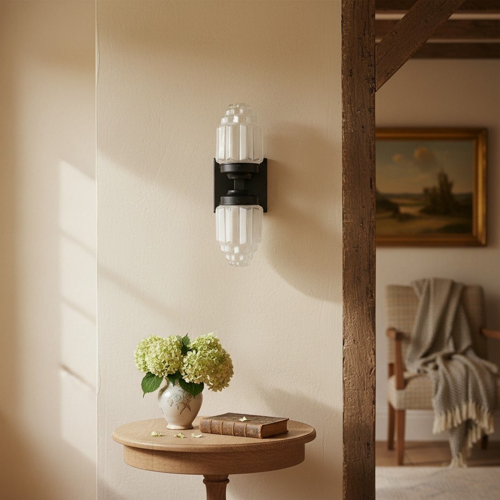 Tierlux Glass Art Deco Wall Sconce - Glass Frosted Globes with Skyscraper Globe K1471