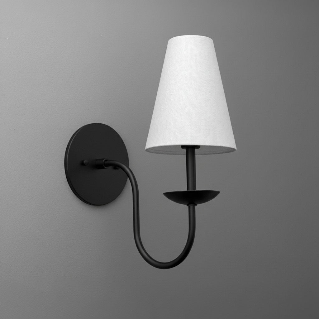Curva Metal White Linen Sconce - Classic Brass Wall Light for Bedrooms K1541