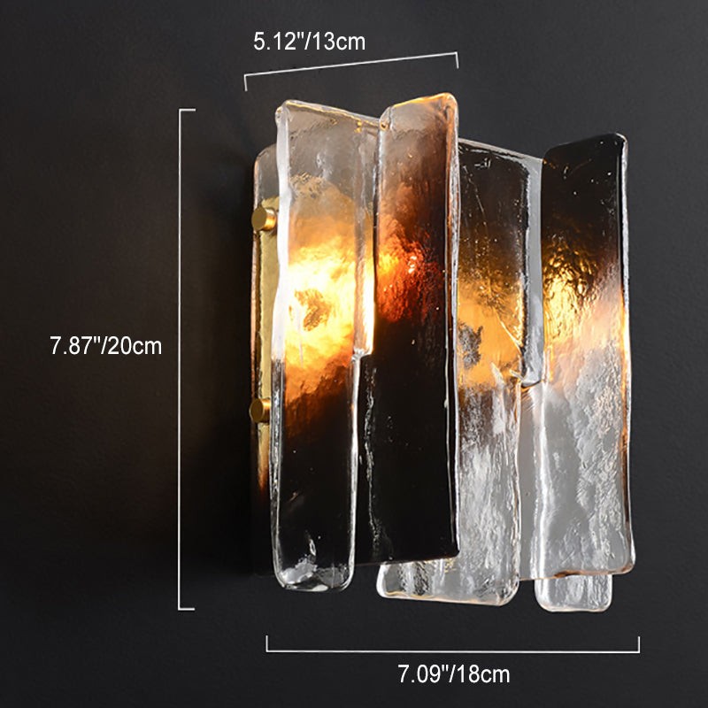 Modern Luxury Rectangle Copper Glass 1-Light Wall Sconce Lamp For Living Room K1231