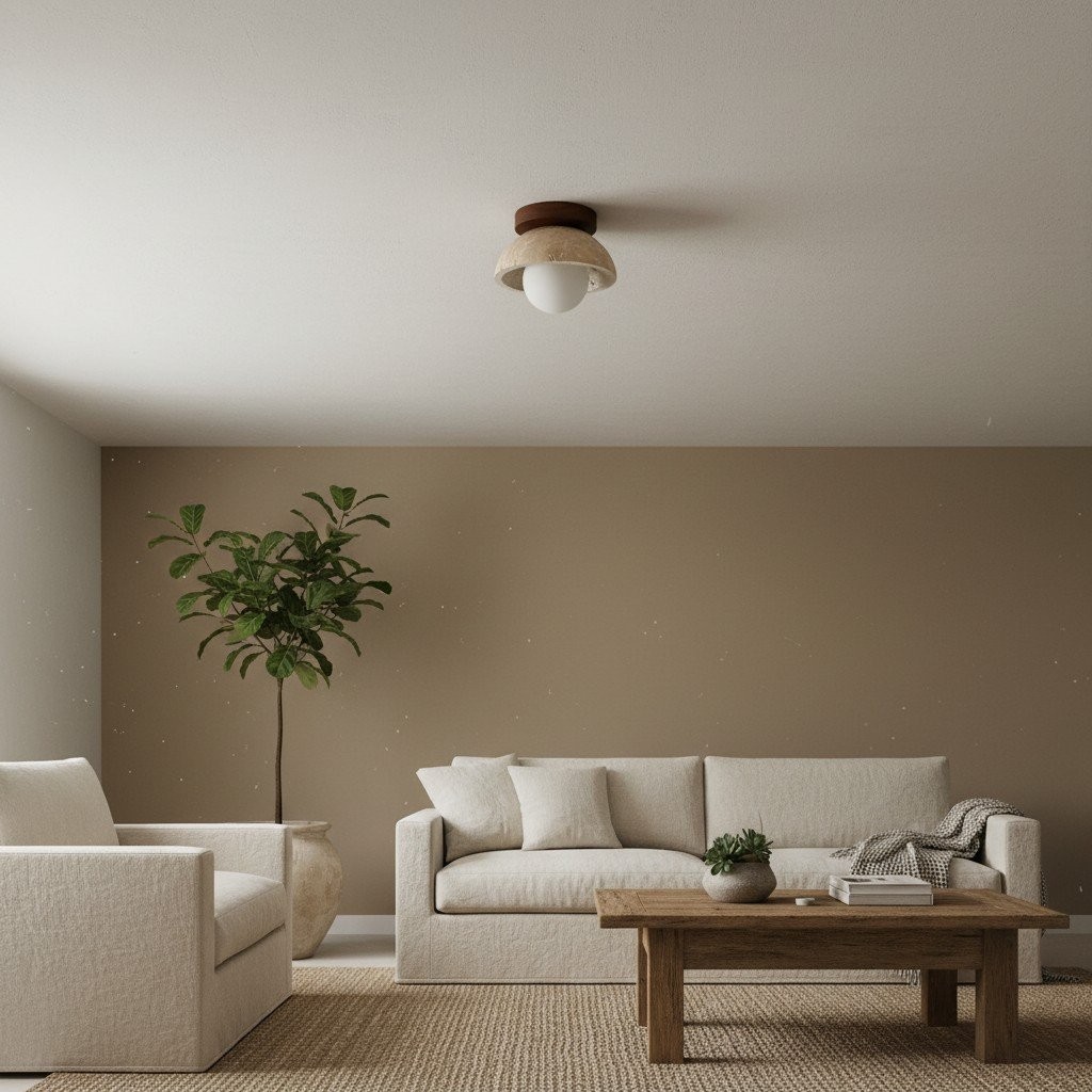 Travira Ceiling Light Textured Bowl Design Flush Mount Ceiling Lamp - Organic Style for Living Rooms K2070