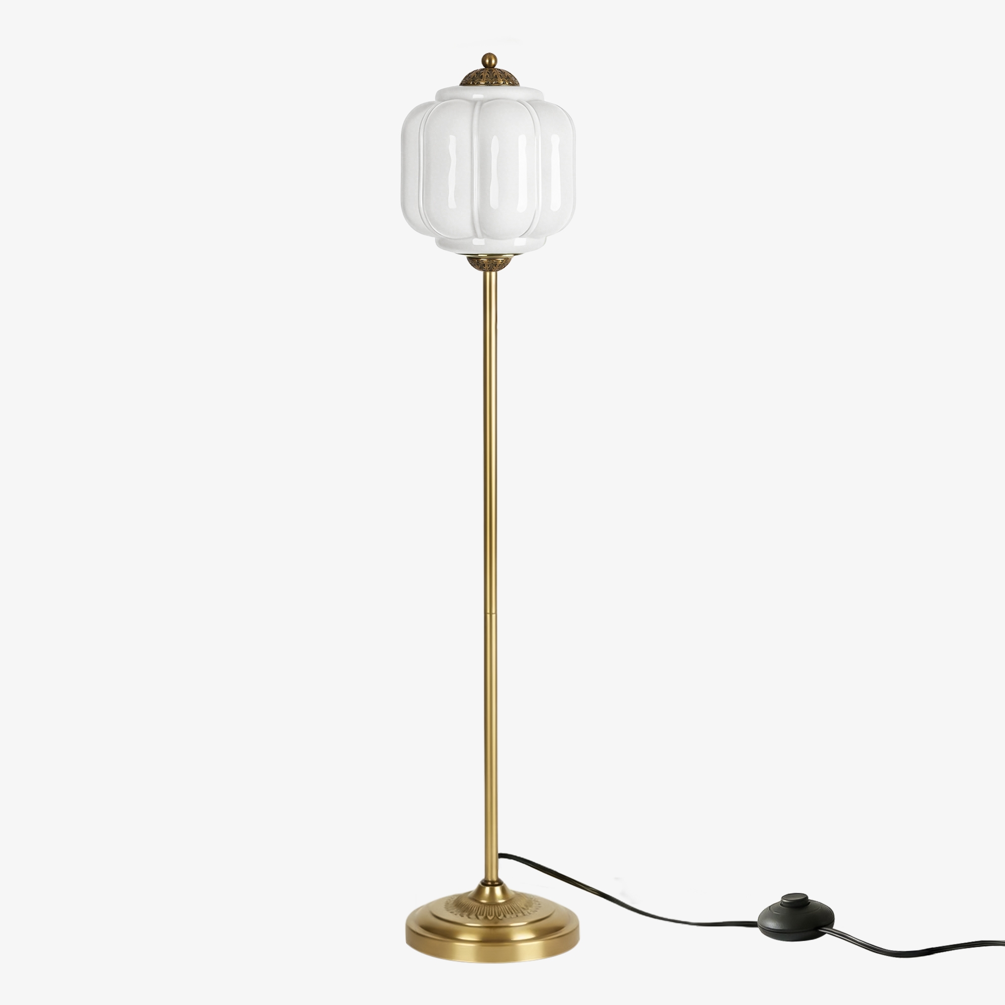 Eloise Handcrafted Retro Glass Floor Lamp - Lantern Form Floor Light for Reading Corners K2345