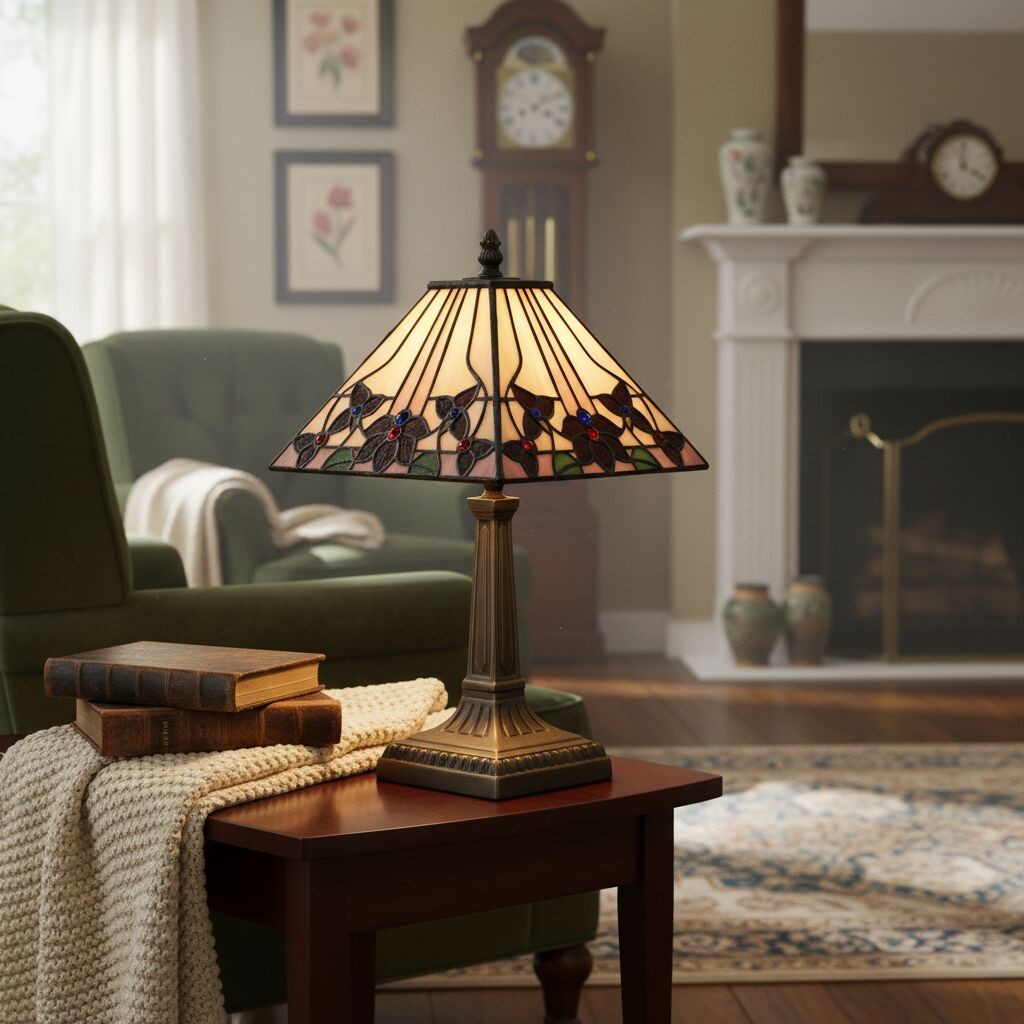 TF Camillo Dragonfly Stained Glass Table Lamp - Art Nouveau Tiffany Style with Scalloped Edge for Living Room K1929