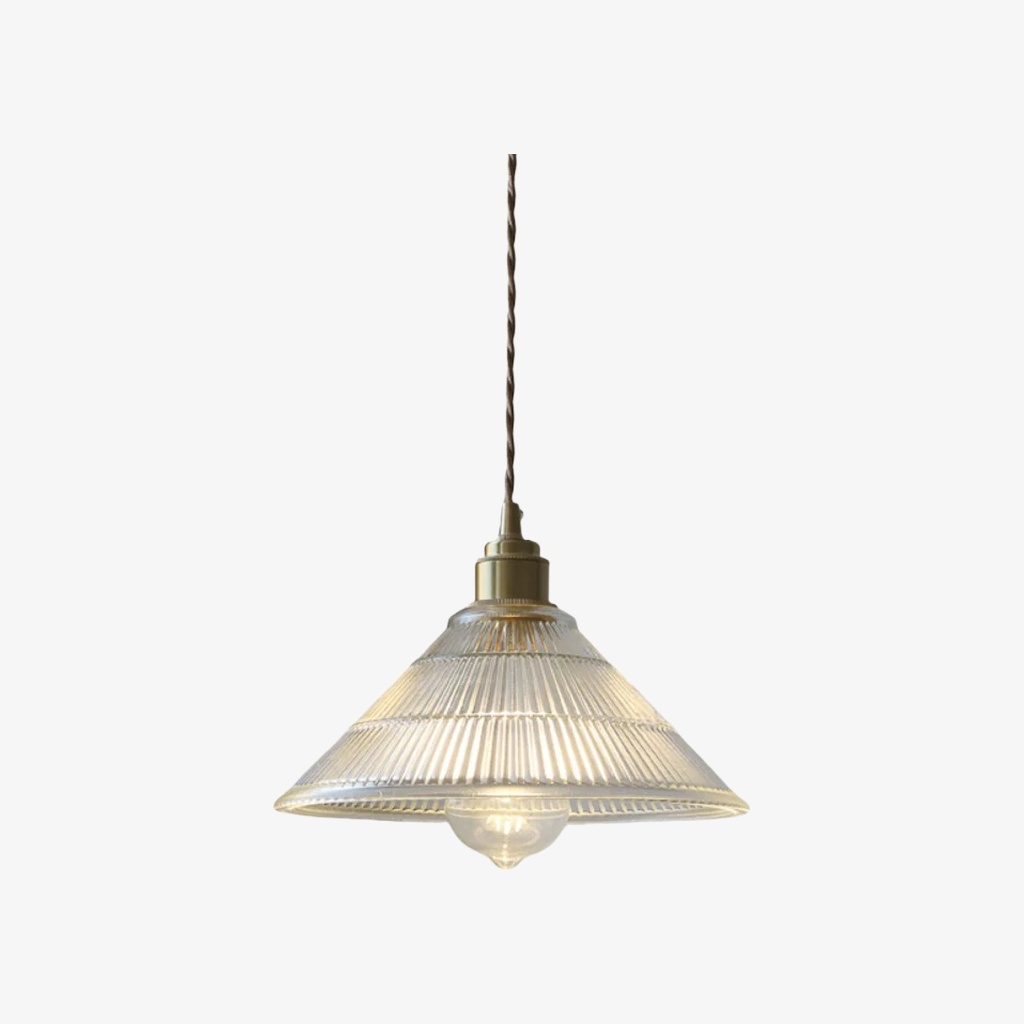 Ribilux Ribbed Pendant Light - Vintage Glass and Metal for Kitchen and Dining Room K2280