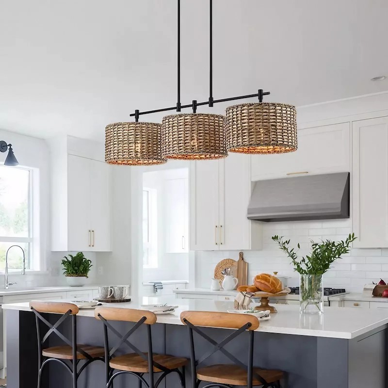 3 Light Dimmable Rustic Drum Chandelier K137