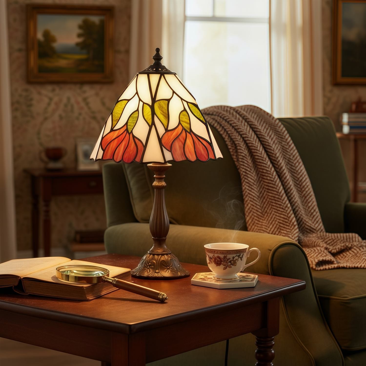 TF Botanica Decorative Table Lamp - Colourful Floral Glass Lamp for Cozy Interiors K1972