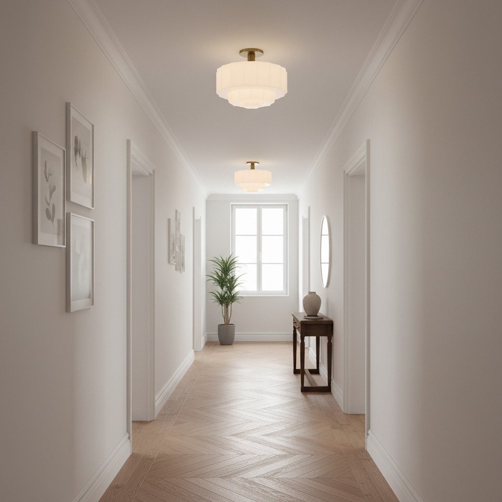 Vexrona Layered Glass Ceiling Light - Opal White Ceiling Lamp for Living Room K1712
