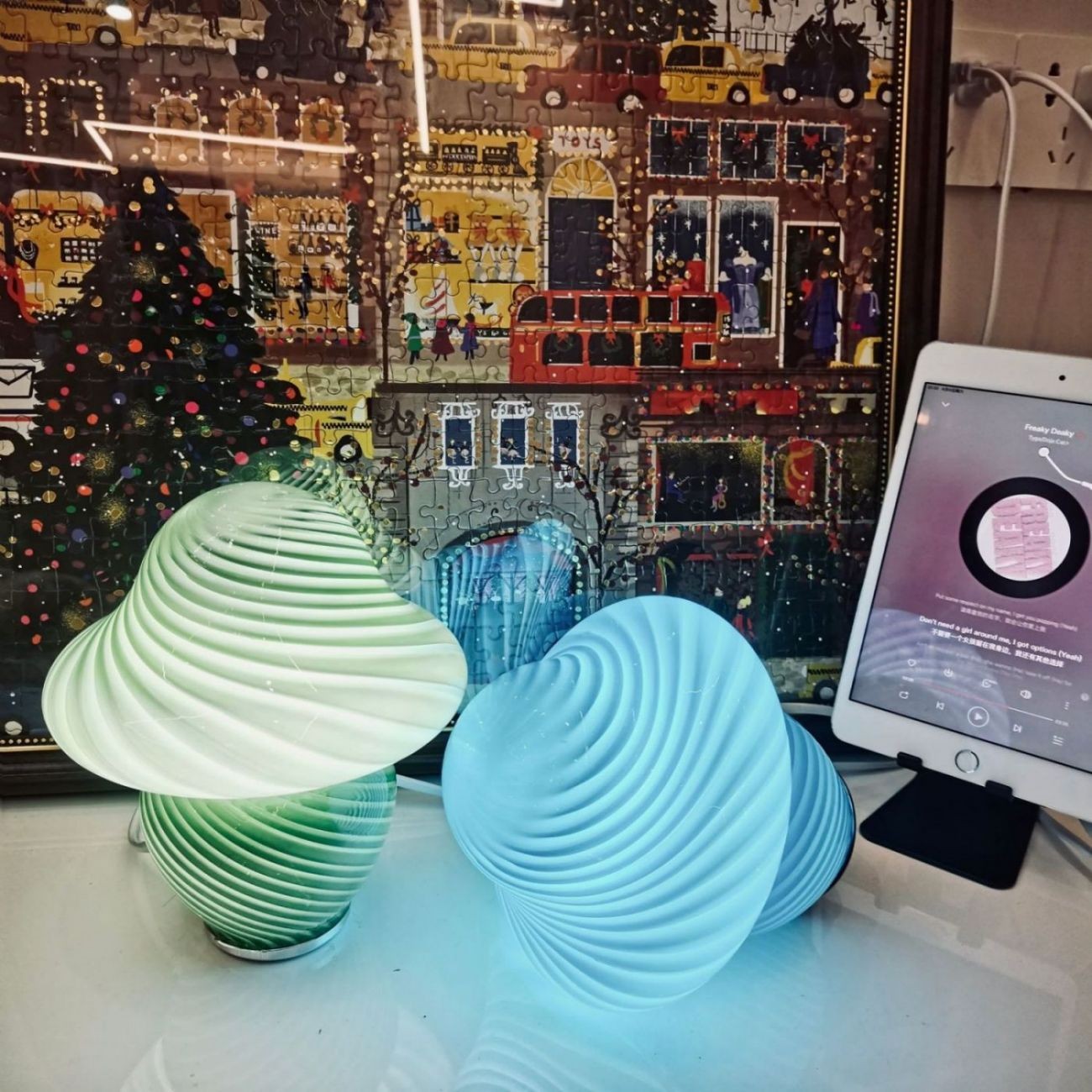 Modern Stained Glass Mushroom Night Light K55