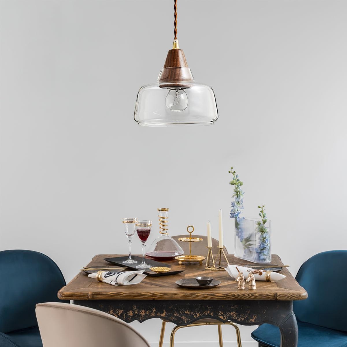 Walnut Glass Pendant Lamp K764