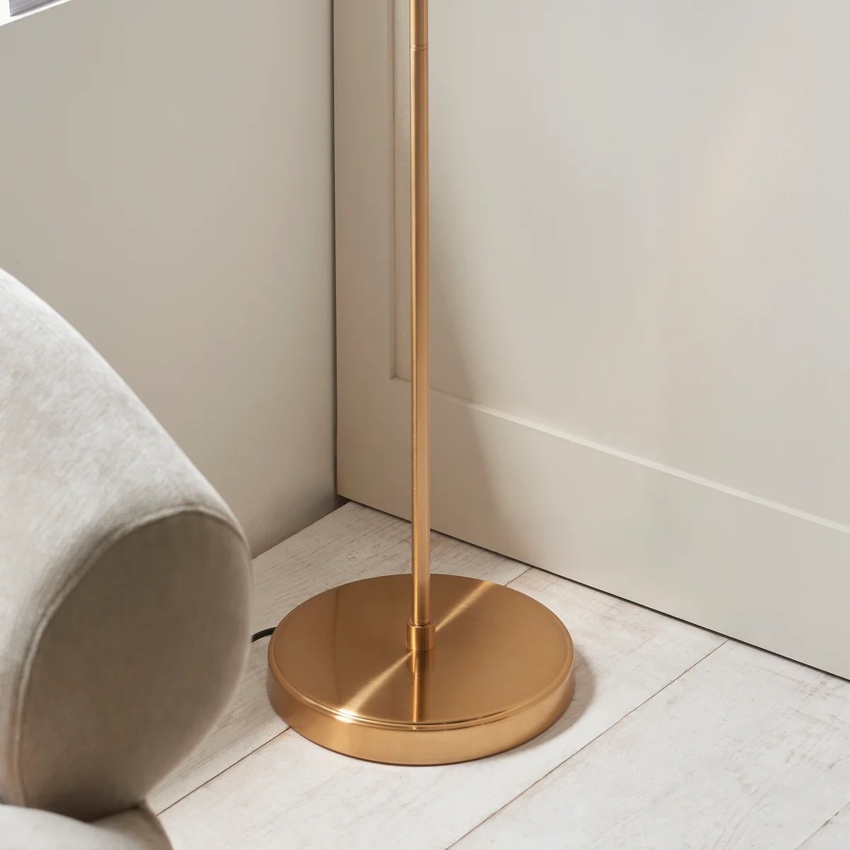 Brazara Adjustable Glass Shade Floor Lamp - Curved Metal Stem for Living Spaces K1864
