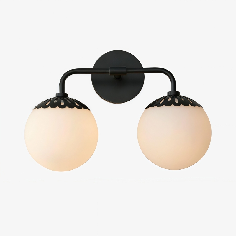 Vinbrea Glass Globe Wall Lamp - Minimal Curved Arm Light for Living Room K2382