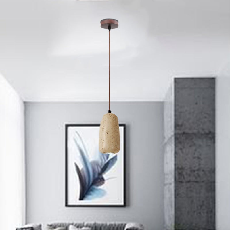 Traditional Japanese Travertine Wood Pendant Lamp K723