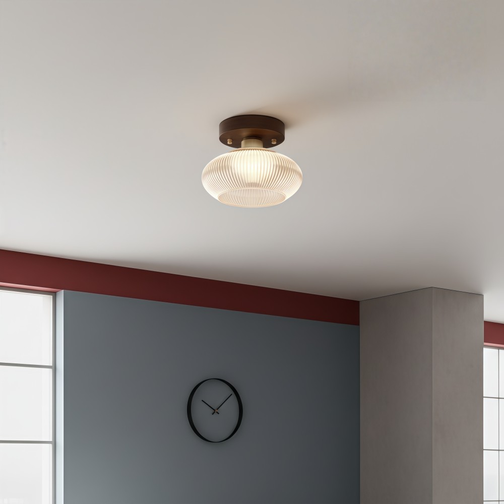 Soliro Contemporary Glass Dome Ceiling Light - Sleek Flush Mount Lamp for Hallway K2238