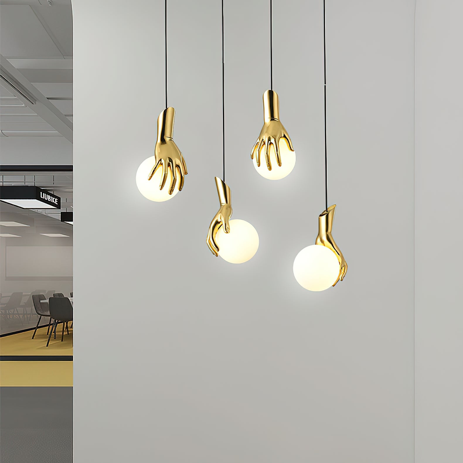 Hand Holding Globe Pendant Light D451