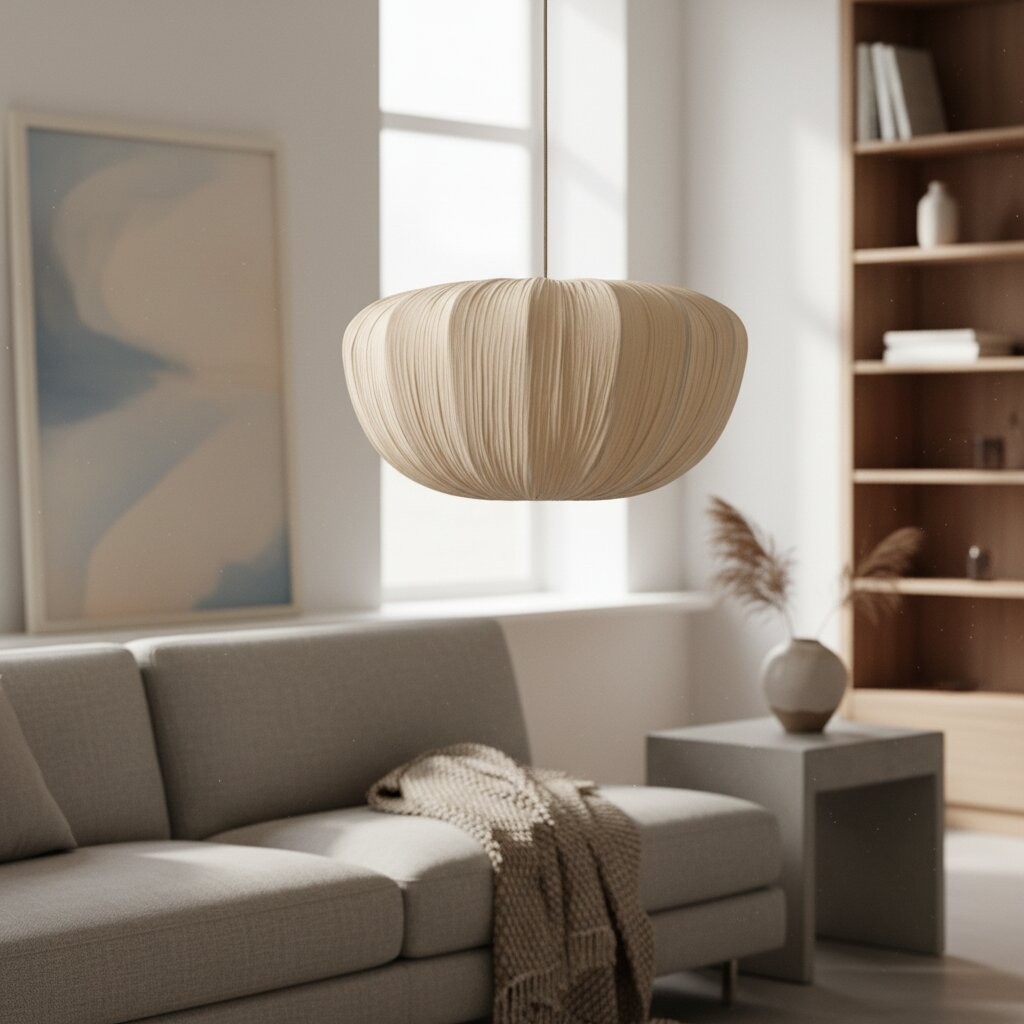 Linbron Linen Pendant Light - Soft Textile Finish Pendant Lamp for Home K2054