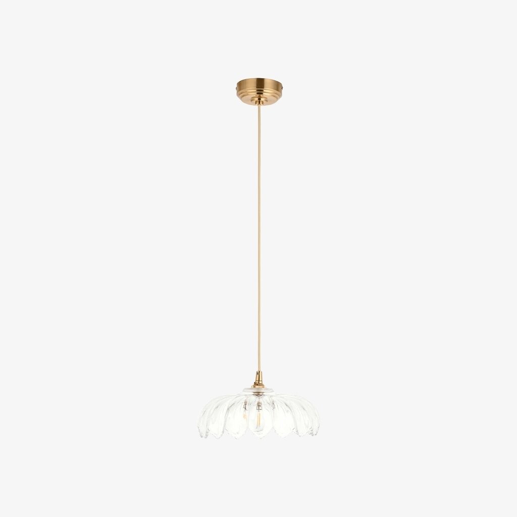 Floriaxis Floral Glass Pendant Light - Floral Glass Shade with Braided Cable for Kitchen K1928