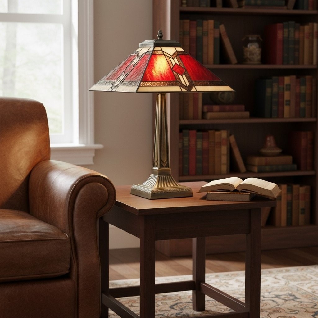 TiffStar Stained Glass Table Lamp - Vintage Style Stained Glass Suitable for Bedrooms and Living Rooms K2013