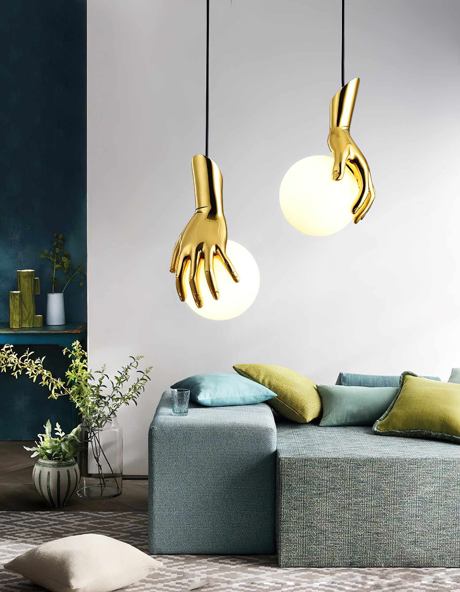 Hand Holding Globe Pendant Light D451