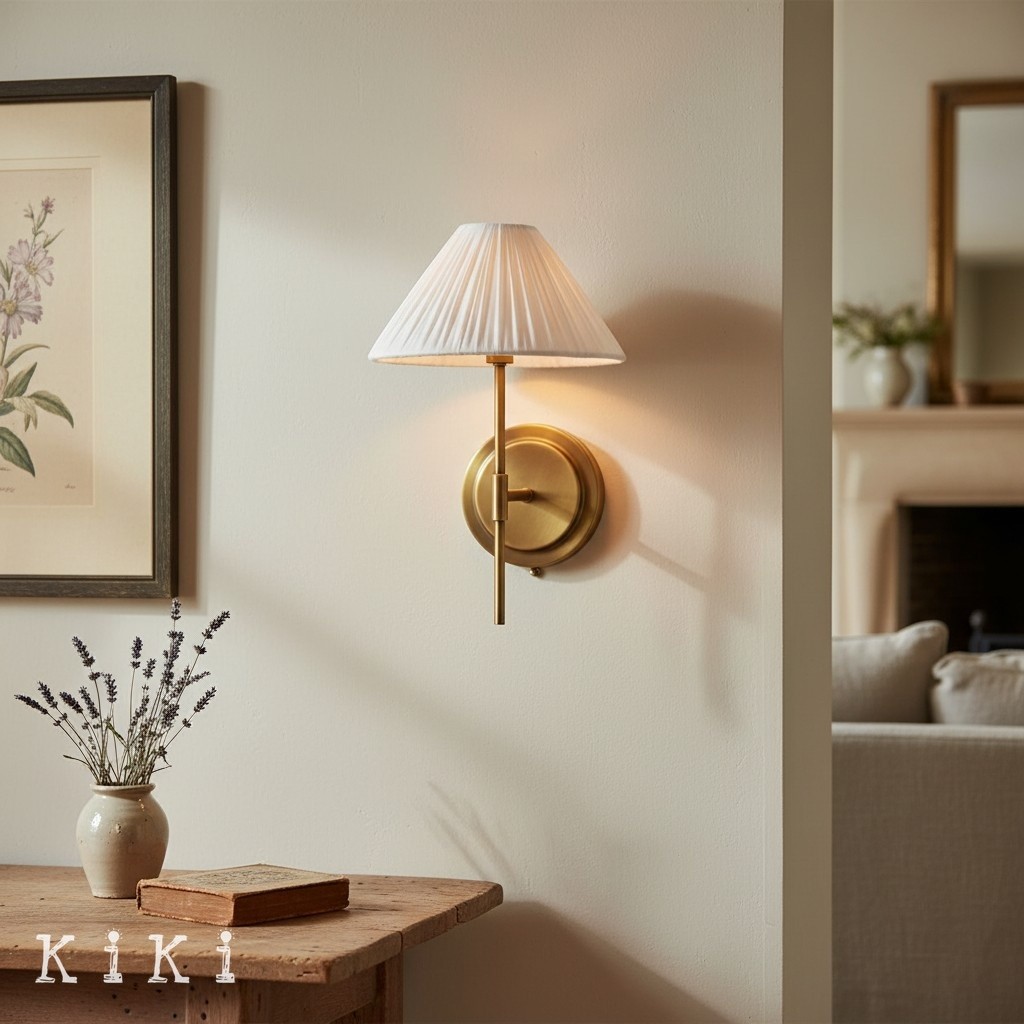 Blossine Scalloped Linen Shade Wall Light - Classic Sconce for Bedroom K1572