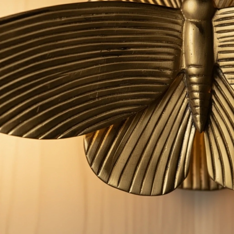 Mothriel Moth-Inspired Metal Wall Sconce - Artistic Vintage Wall Light for Bedroom K2287
