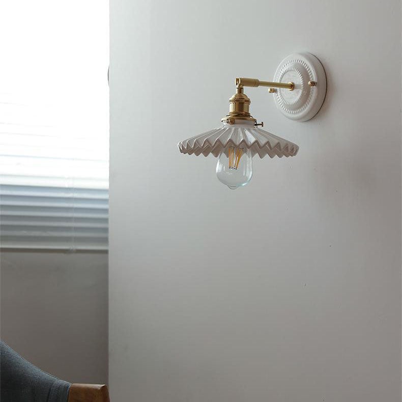 Vintage Japanese Ceramic Brass 1-Light Wall Sconce Lamp K1284