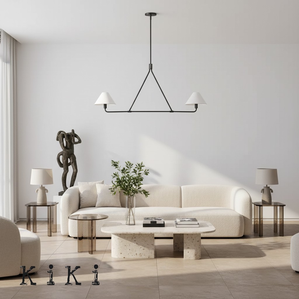 Diora Sculptural Chandelier with Fabric Shades – Modern Design for Dining & Living Spaces K1308