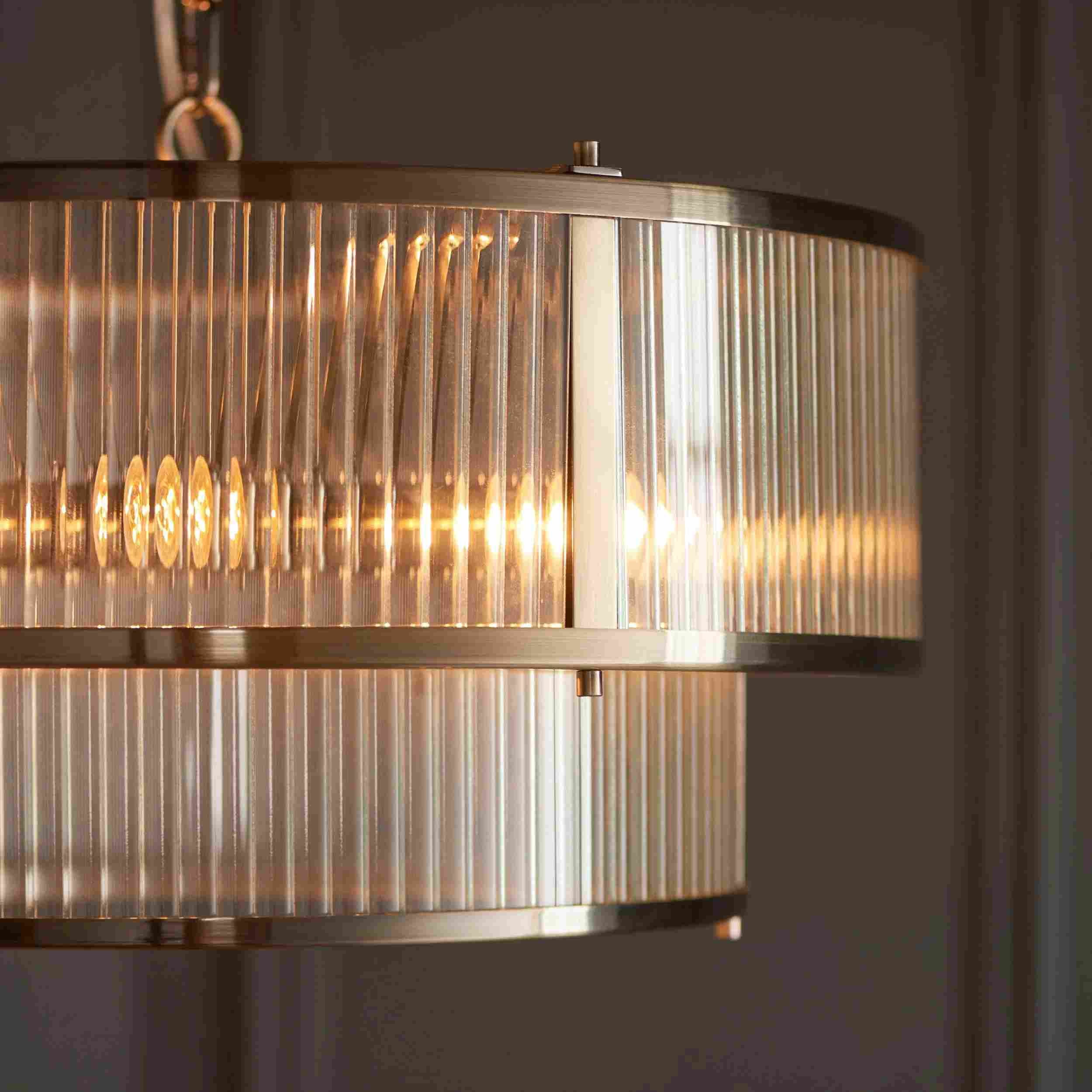 RibGlow Ribbed Glass Pendant Light - Antique Style Pendant Light K1815
