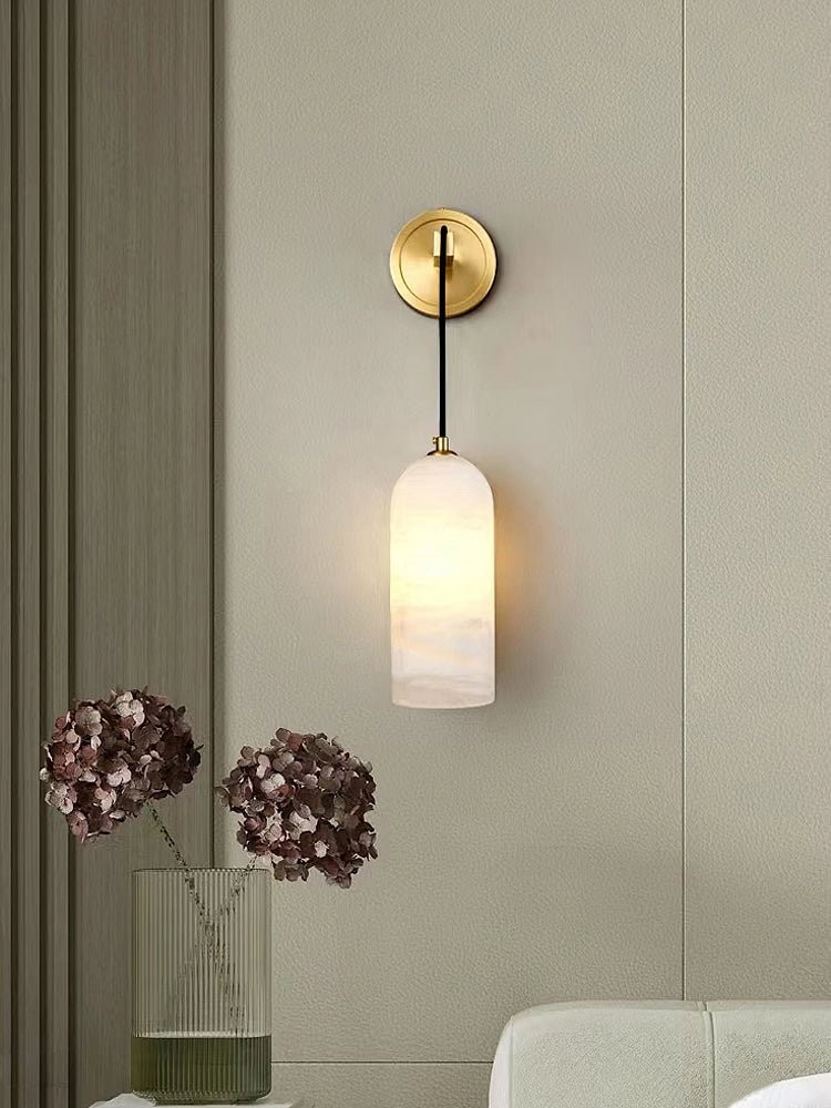 Modern Minimalist Copper Natural Marble Adjustable Wire Wall Lamp K527