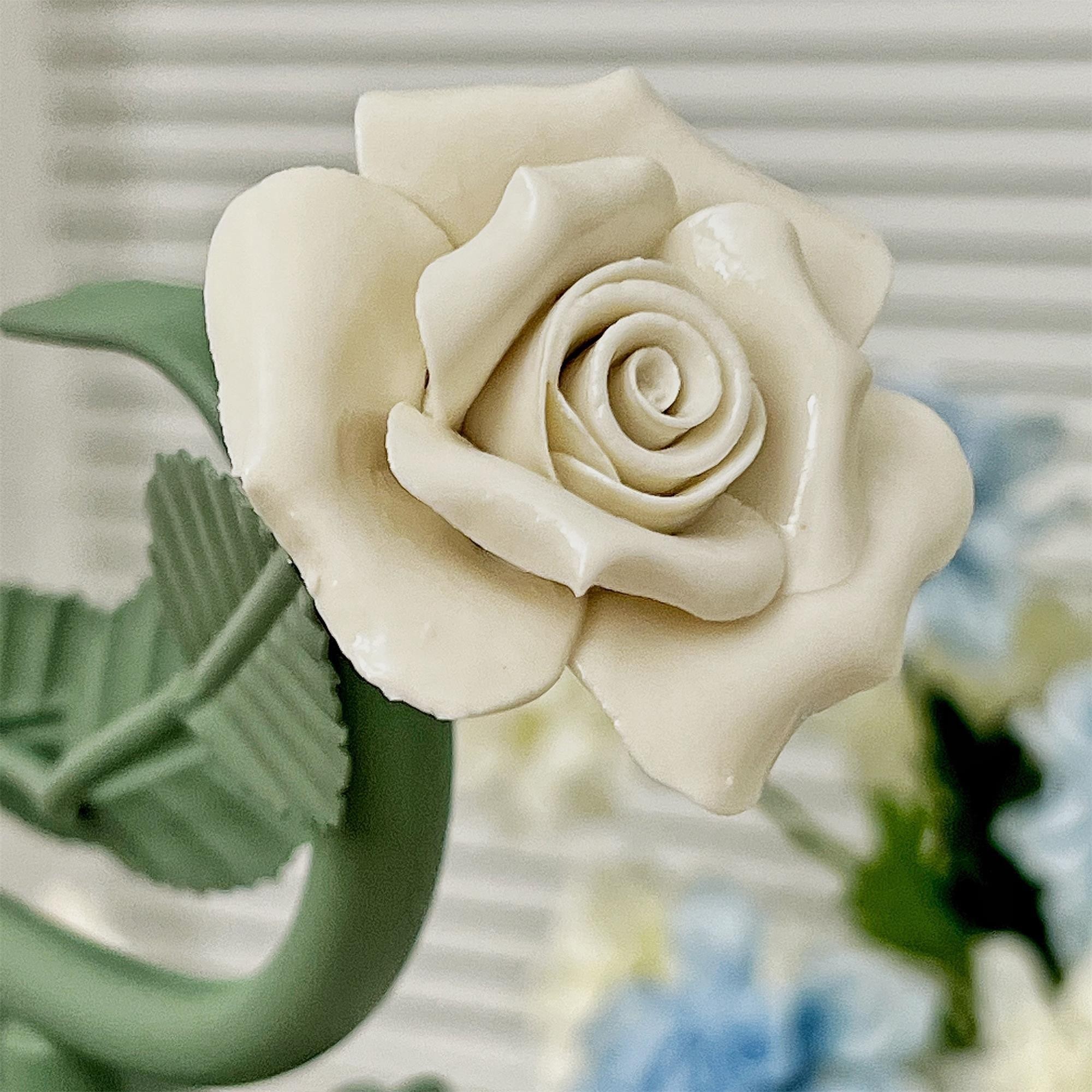 Green Pink White Rose Flower Table Lamp K640