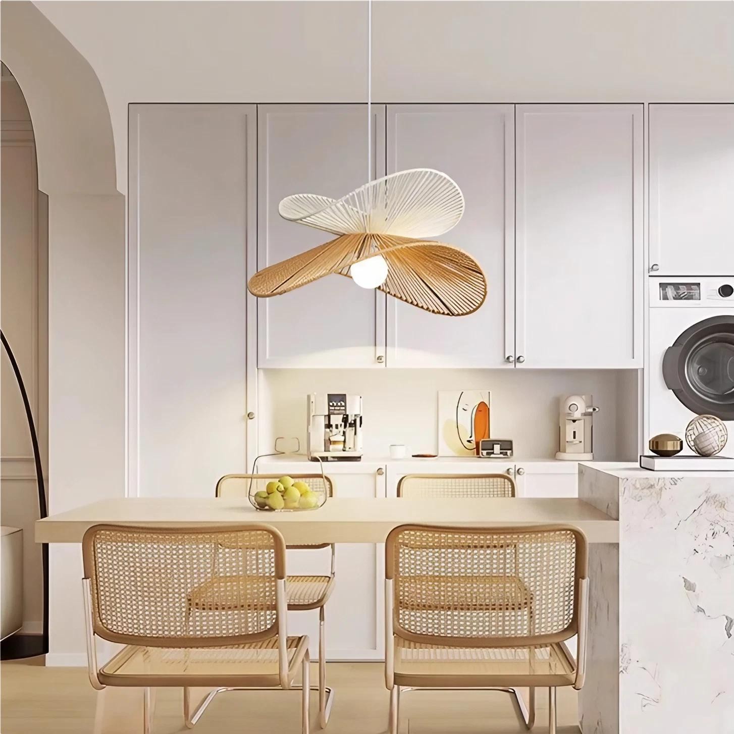 Retro Zen Straw Hat Rattan Pendant Light K69