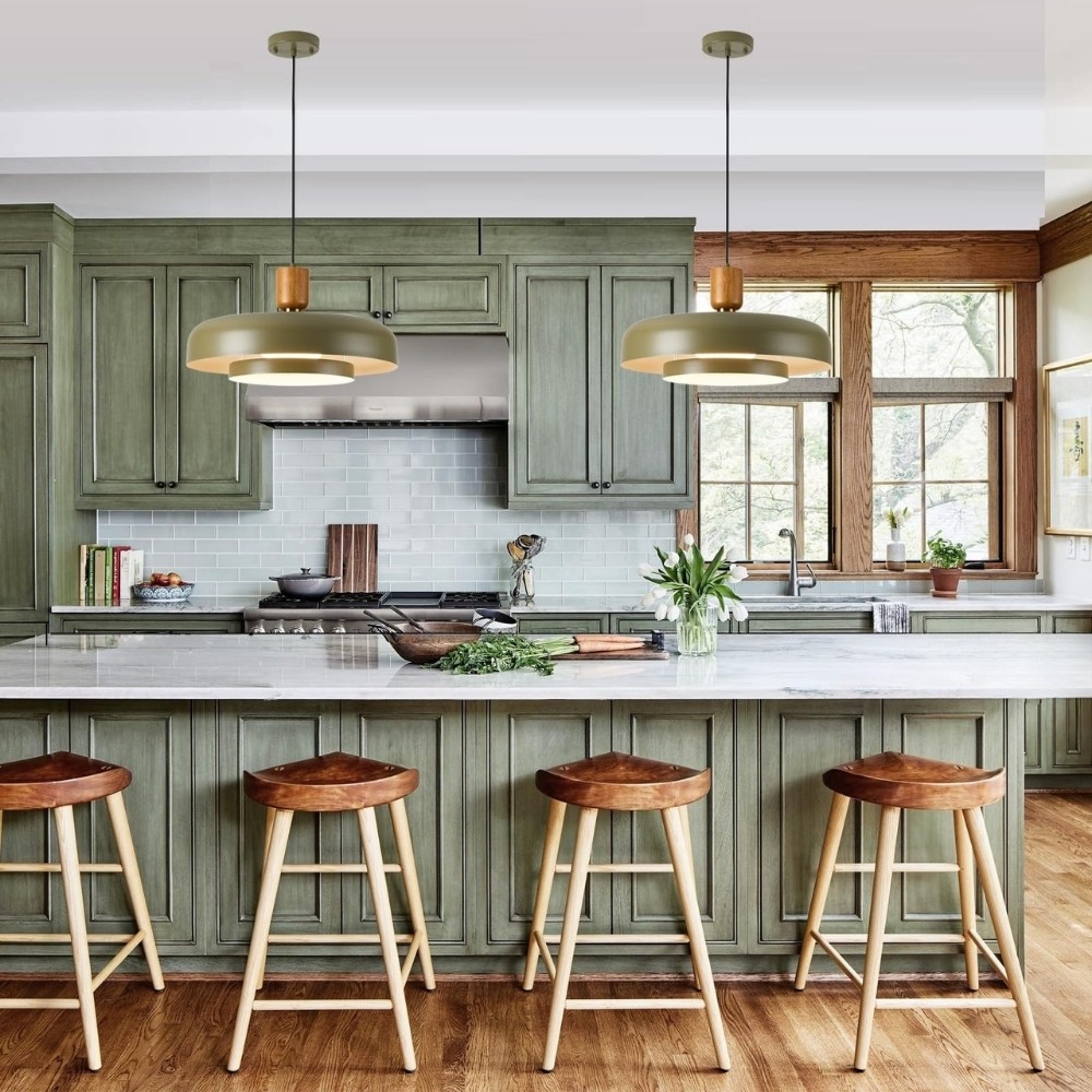 Nordic Double Layers Pendant Light - Minimalist Wood Metal Pendant For Kitchen K1123