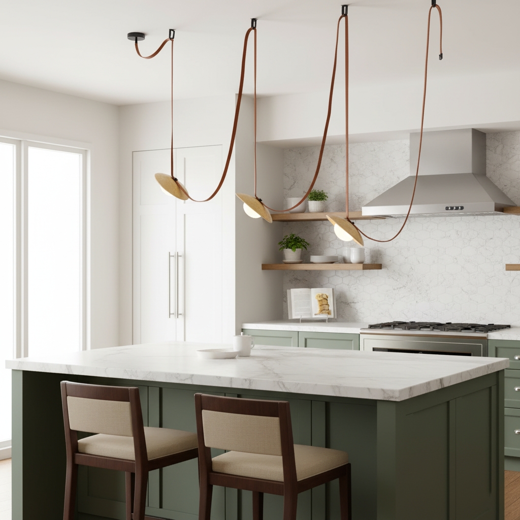 Light Rail Leather Pendant Lamp D688