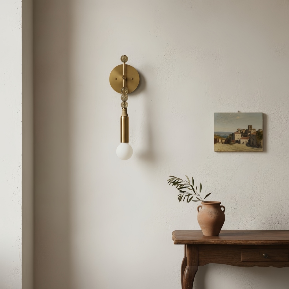 Dotmelle Contemporary Wall Lamp - Artistic Marble and Brass Wall Sconce for Bedroom or Entryway K2393