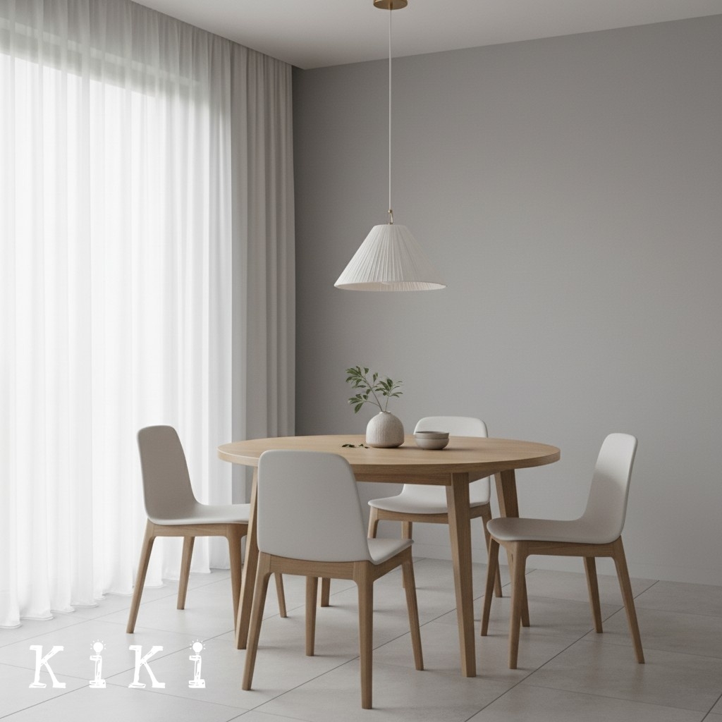 Blossine Linen Scalloped Pendant Light - Modern Farmhouse Hanging Lamp for Dining Room K1689