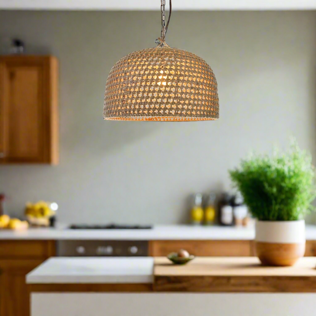 Natural Shadow Rattan Japandi Pendant Light D830