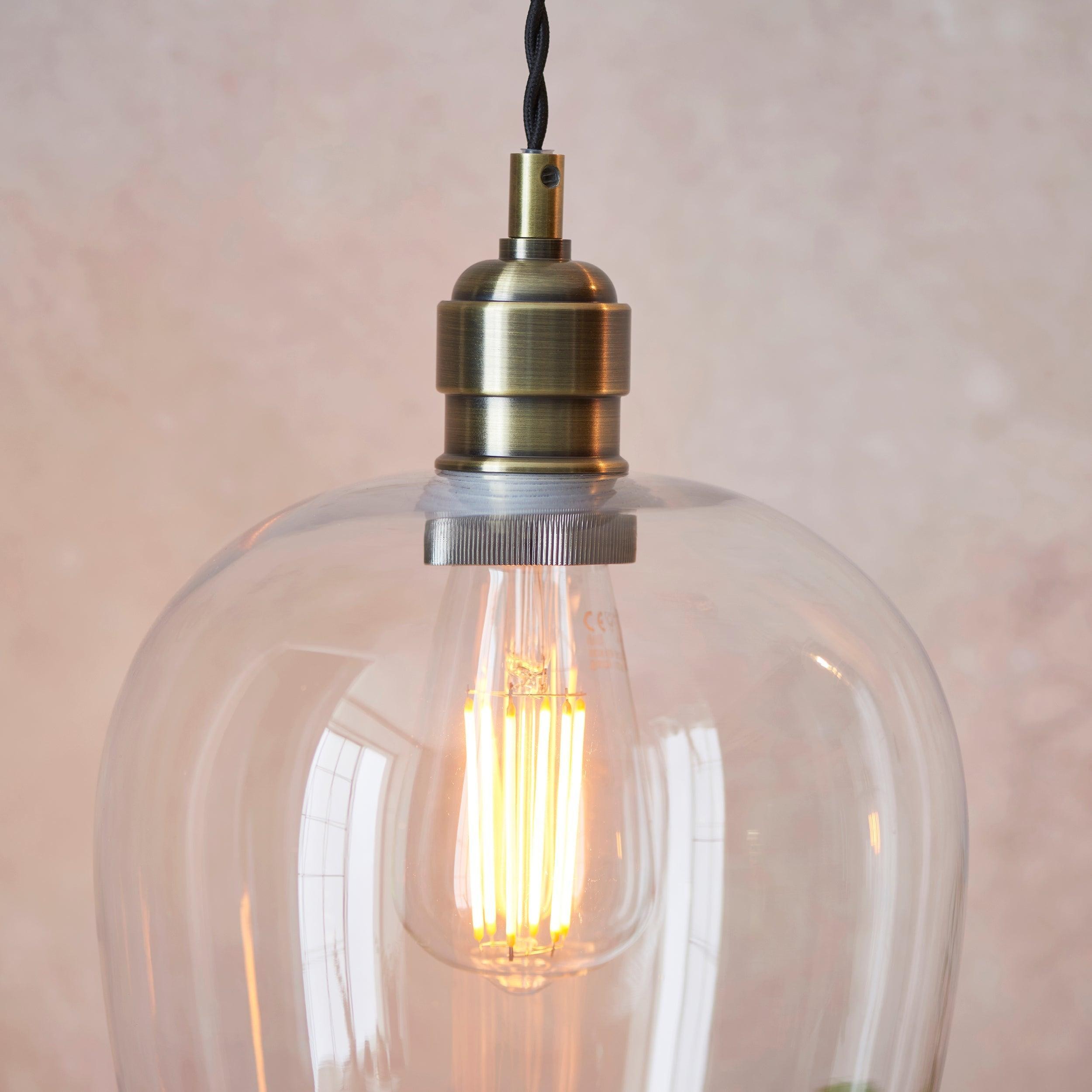 Clarione Height-Adjustable Glass Pendant Light - Classic Art Deco Light K2004
