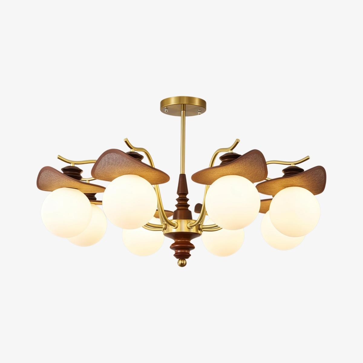 Solvane Multi Arm Chandelier with Glass Shades - Retro Decorative Lighting for Dining Room K2278